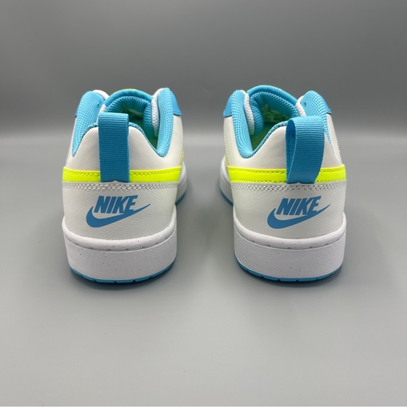 Nike Court Borough Low 2 Big Girl/SUMMIT WHITE/VOLT-BALTIC BLUE - Picture 8 of 17